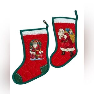 Vintage Festive Red Quilted Christmas Stockings